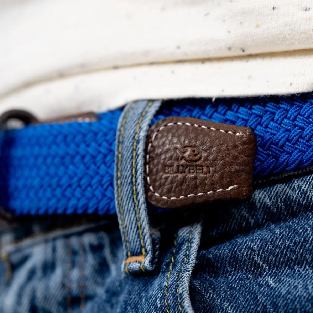 ceinture_tresse_lastique_bleu_grec_3.webp BILLYBELT Ceinture tressée élastique Bleu grec>Homme Ceintures Tressées Unies