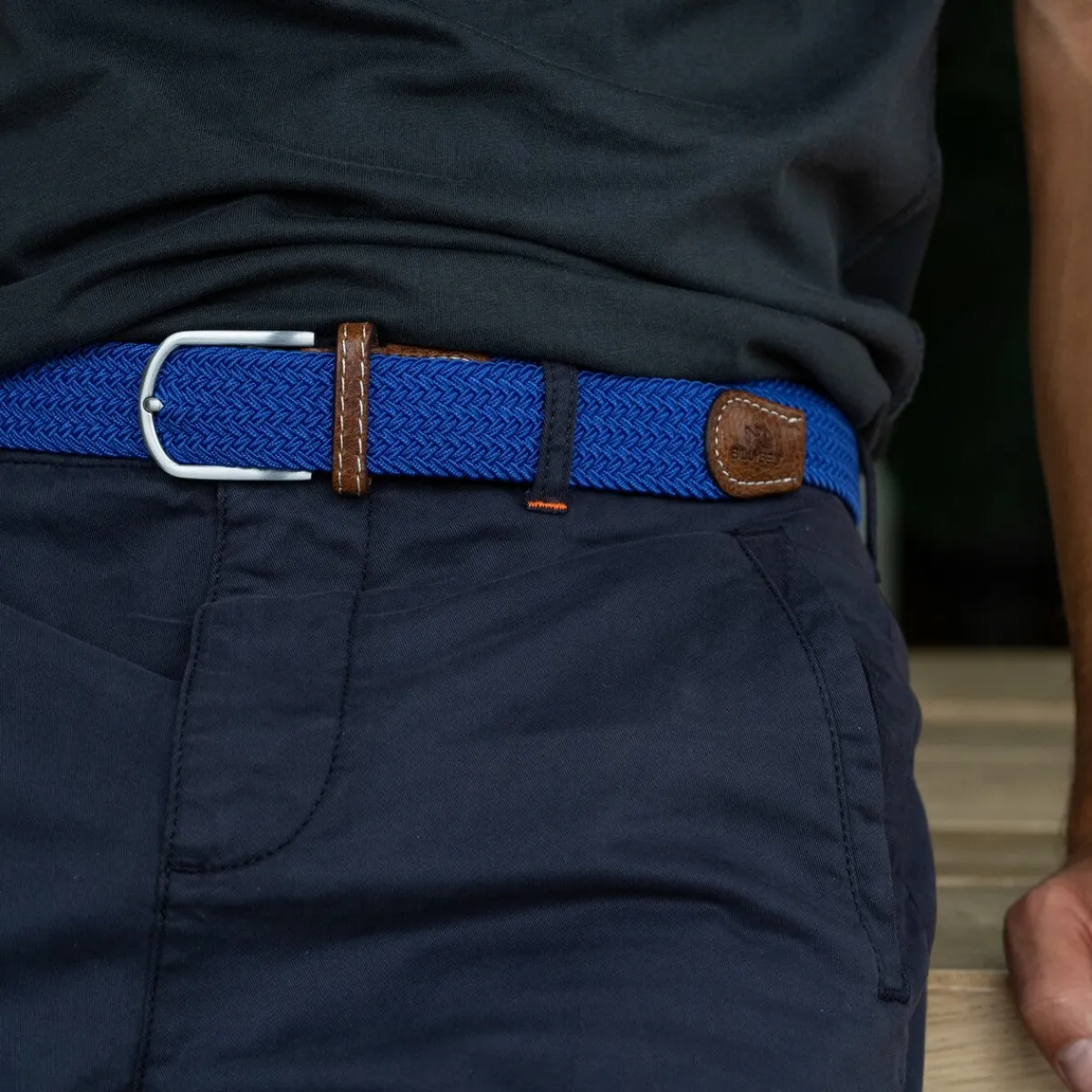 ceinture_tresse_lastique_bleu_lectrique_2.webp BILLYBELT Ceinture tressée élastique Bleu électrique>Homme Ceintures Tressées Unies