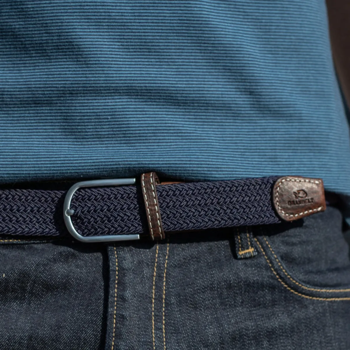 ceinture_tresse_lastique_bleu_marine_0.webp BILLYBELT Ceinture tressée élastique Bleu marine>Homme Ceintures Tressées Unies
