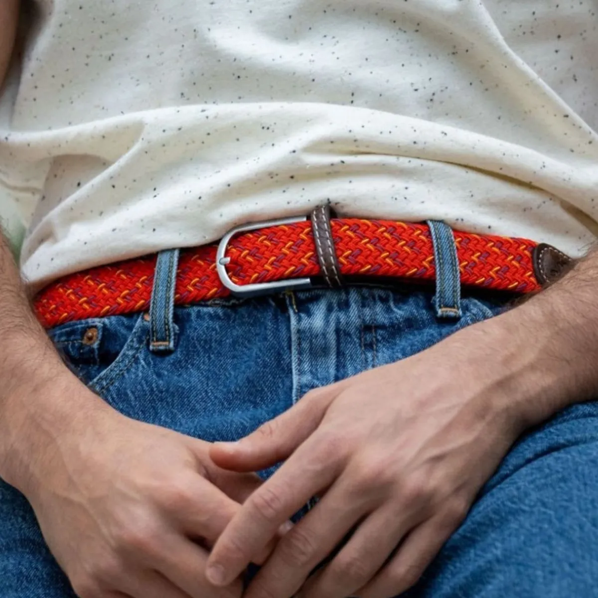 ceinture_tresse_lastique_fuego_0.webp BILLYBELT Ceinture tressée élastique Fuego>Homme Ceintures Tressées Multicolores