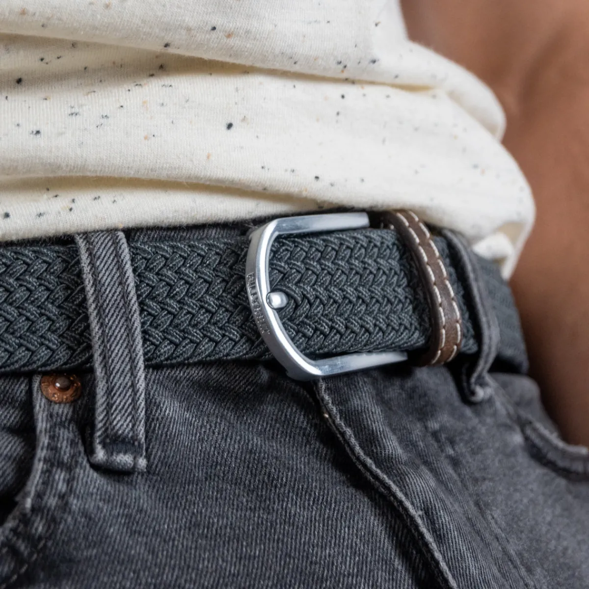 ceinture_tresse_lastique_gris_flanelle_2.webp BILLYBELT Ceinture tressée élastique Gris flanelle>Homme Ceintures Tressées Unies
