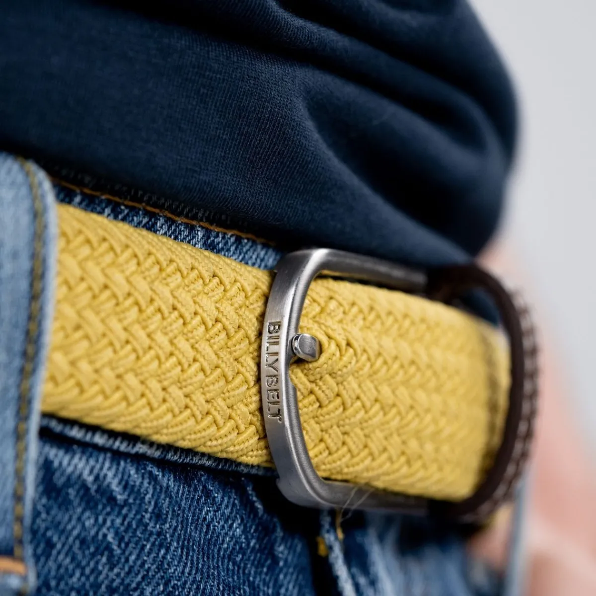 ceinture_tresse_lastique_jaune_curry_2.webp BILLYBELT Ceinture tressée élastique Jaune curry>Homme Ceintures Tressées Unies