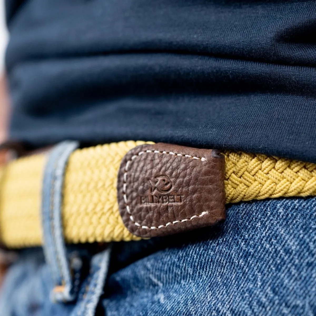 ceinture_tresse_lastique_jaune_curry_3.webp BILLYBELT Ceinture tressée élastique Jaune curry>Homme Ceintures Tressées Unies