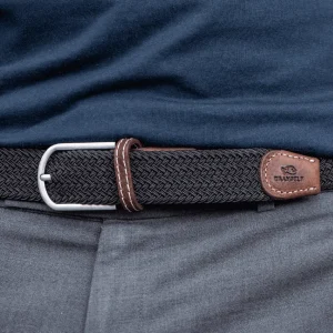 BILLYBELT Ceinture tressée élastique Noir réglisse>Homme Ceintures Tressées Unies