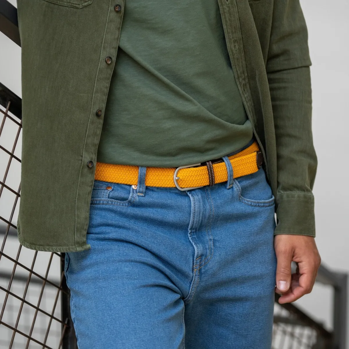 ceinture_tresse_lastique_orange_tropical_4.webp BILLYBELT Ceinture tressée élastique Orange tropical>Homme Ceintures Tressées Unies