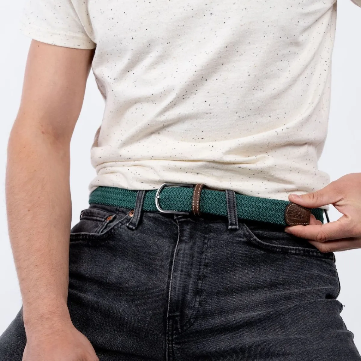 ceinture_tresse_lastique_pin_vert_0.webp BILLYBELT Ceinture tressée élastique Pin vert>Homme Ceintures Tressées Unies
