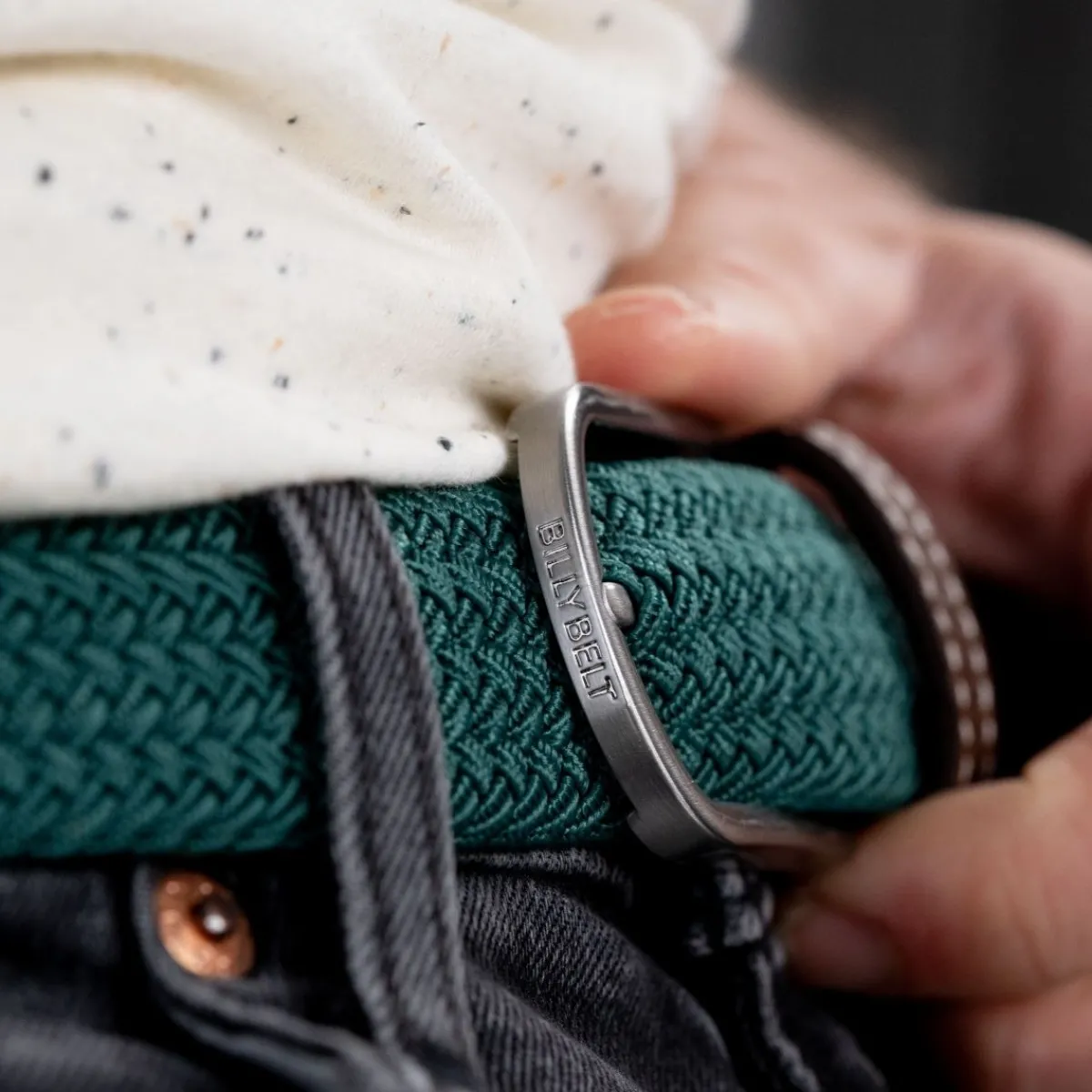 ceinture_tresse_lastique_pin_vert_2.webp BILLYBELT Ceinture tressée élastique Pin vert>Homme Ceintures Tressées Unies