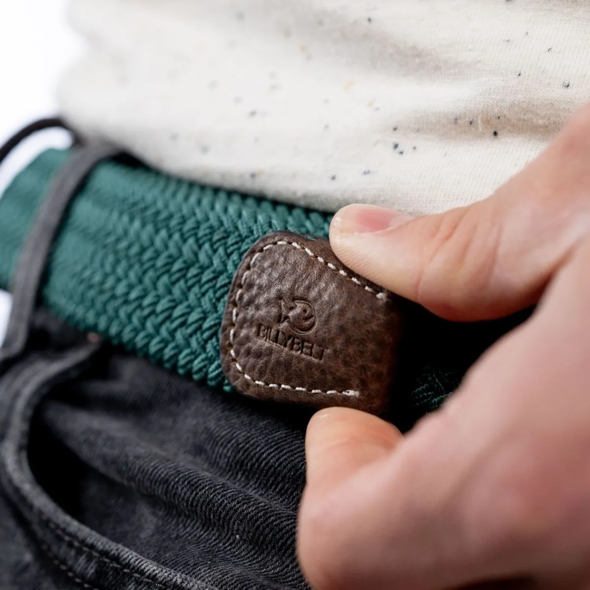 ceinture_tresse_lastique_pin_vert_3.webp BILLYBELT Ceinture tressée élastique Pin vert>Homme Ceintures Tressées Unies
