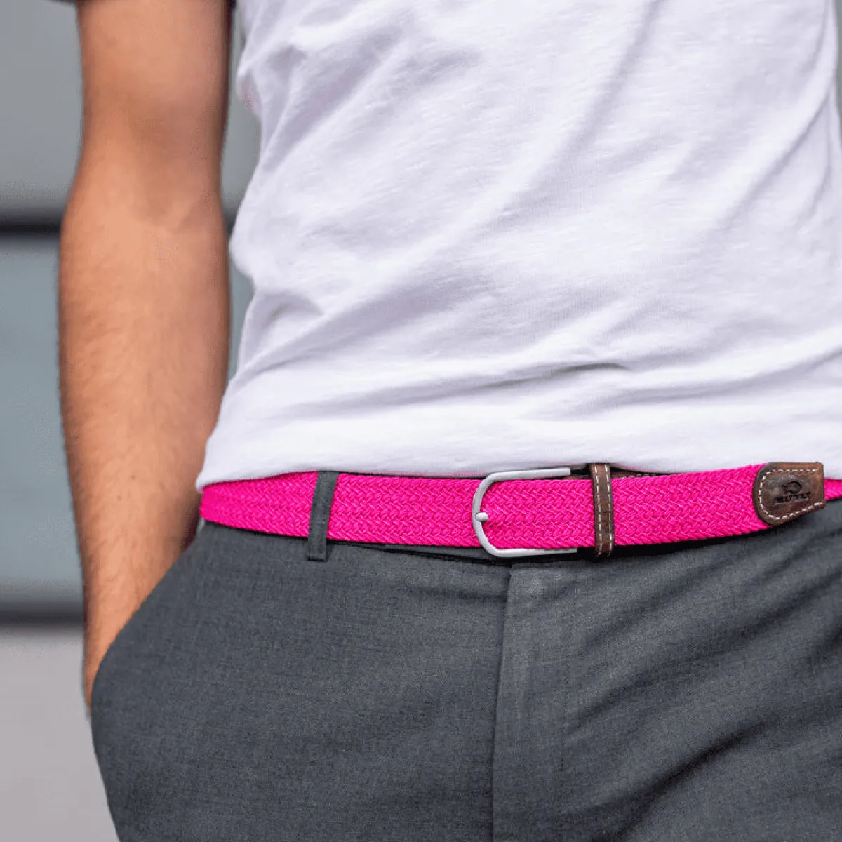 ceinture_tresse_lastique_rose_fuchsia_0.webp BILLYBELT Ceinture tressée élastique Rose fuchsia>Homme Ceintures Tressées Unies