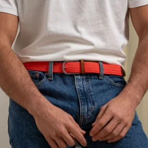 BILLYBELT Ceinture tressée élastique Rose pêche>Homme Ceintures Tressées Unies