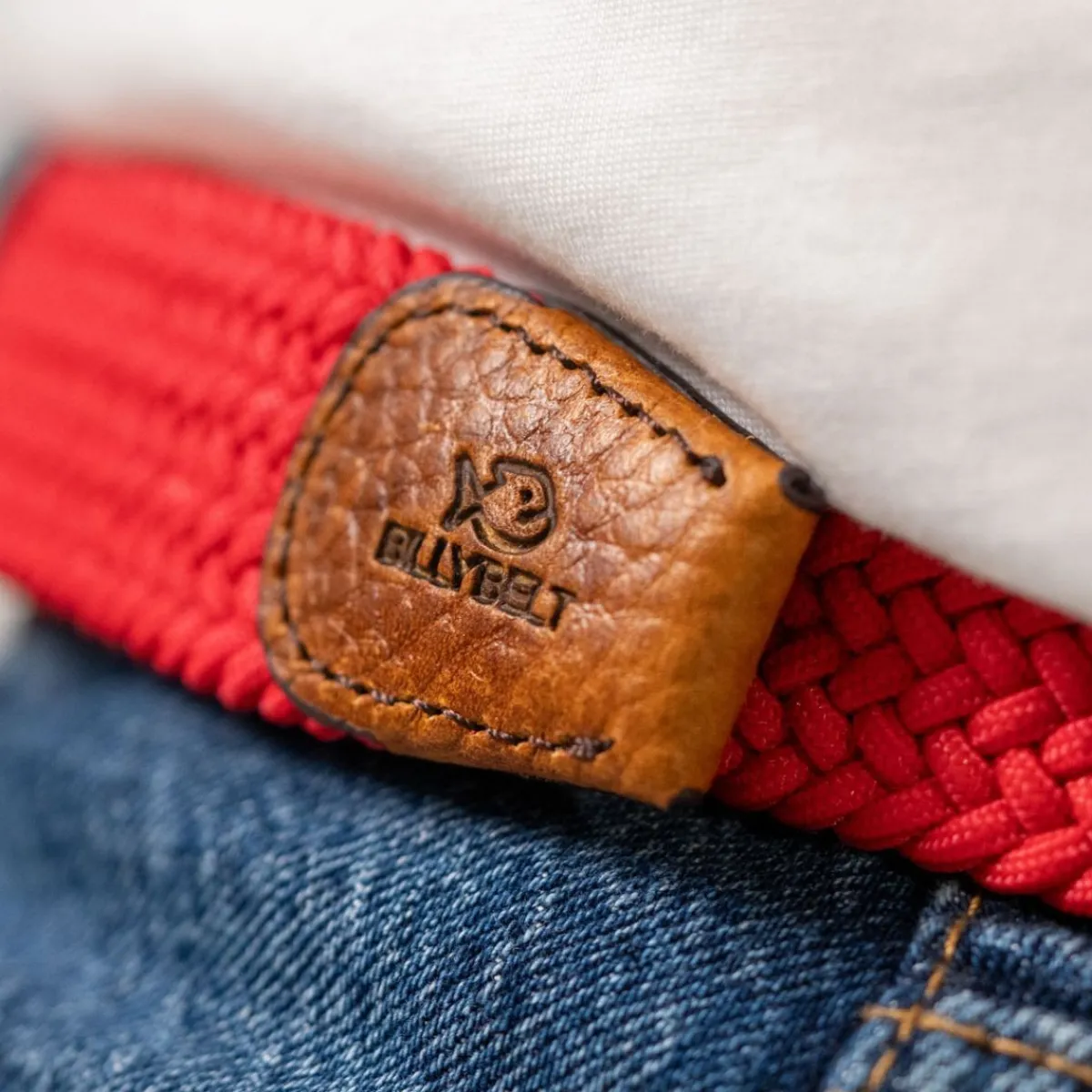 ceinture_tresse_lastique_rouge_cardinal_3.webp BILLYBELT Ceinture tressée élastique Rouge cardinal>Homme Ceintures Tressées Unies