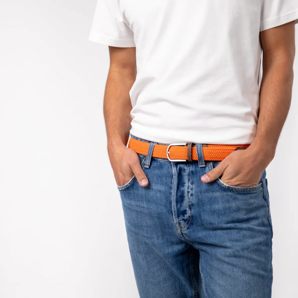 ceinture_tresse_lastique_tangerine_0.webp BILLYBELT Ceinture tressée élastique Tangerine>Homme Ceintures Tressées Unies