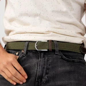 BILLYBELT Ceinture tressée élastique Vert armé>Homme Ceintures Tressées Unies
