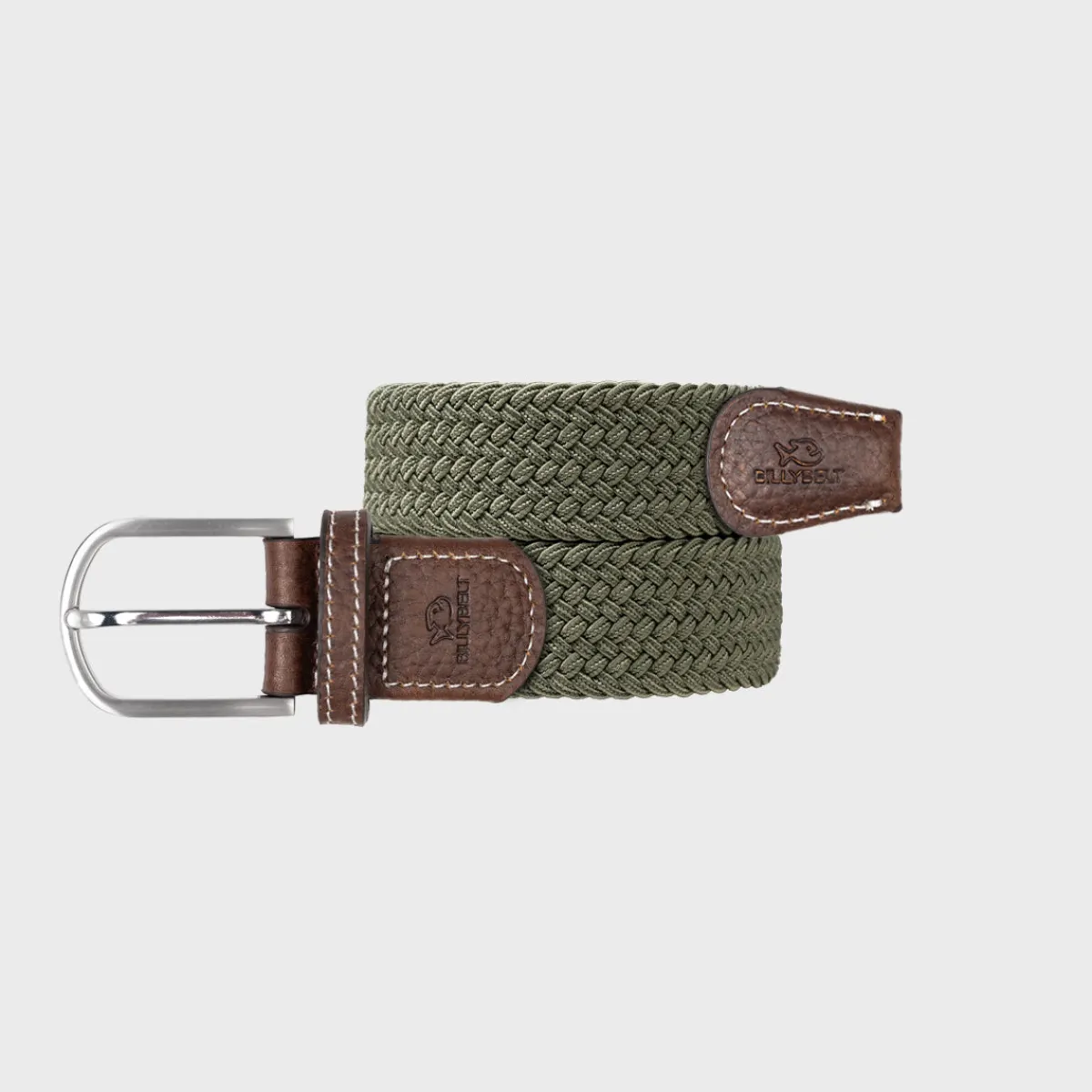 ceinture_tresse_lastique_vert_arm_1.webp BILLYBELT Ceinture tressée élastique Vert armé>Homme Ceintures Tressées Unies