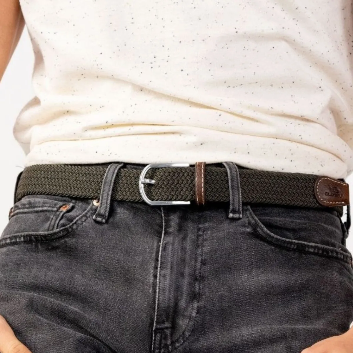 ceinture_tresse_lastique_vert_kaki_0.webp BILLYBELT Ceinture tressée élastique Vert kaki>Homme Ceintures Tressées Unies