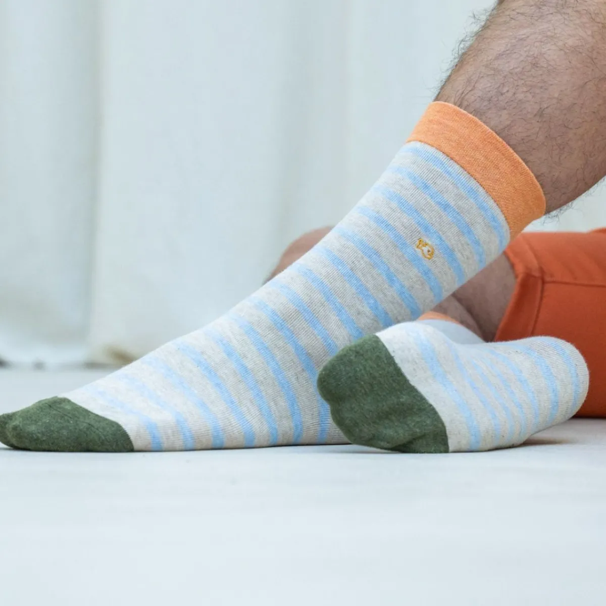 chaussettes_en_coton_peign_a_rayures_larges__beige_chin_ray_bleu_0.webp BILLYBELT Chaussettes en coton peigné A rayures larges - Beige chiné, rayé bleu>Homme Chaussettes Fantaisie