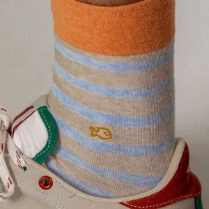 BILLYBELT Chaussettes en coton peigné A rayures larges - Beige chiné, rayé bleu>Homme Chaussettes Fantaisie