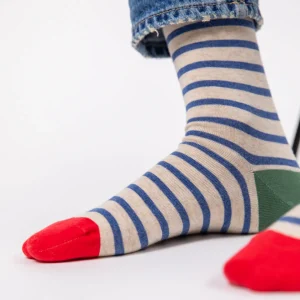 BILLYBELT Chaussettes en coton peigné A rayures larges - Beige, rayé bleu>Homme Chaussettes Fantaisie