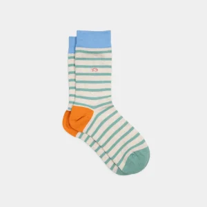 BILLYBELT Chaussettes en coton peigné A rayures larges - Beige, rayé vert>Homme Chaussettes Fantaisie