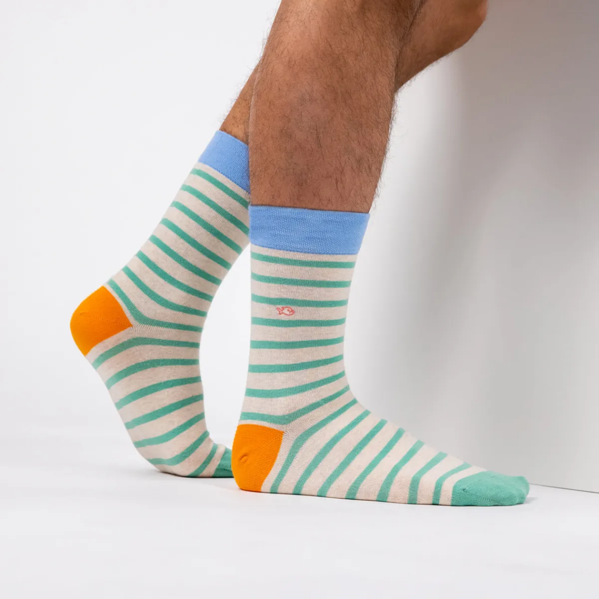 chaussettes_en_coton_peign_a_rayures_larges__beige_ray_vert_2.webp BILLYBELT Chaussettes en coton peigné A rayures larges - Beige, rayé vert>Homme Chaussettes Fantaisie