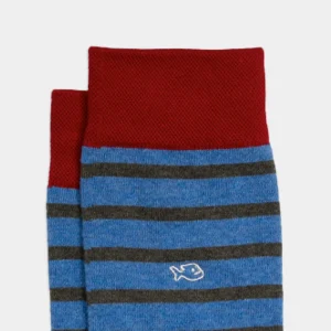 BILLYBELT Chaussettes en coton peigné A rayures larges - Bleu, rayé kaki>Homme Chaussettes Fantaisie