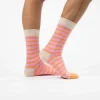 BILLYBELT Chaussettes en coton peigné A rayures larges - Rose, rayé orange>Homme Chaussettes Fantaisie