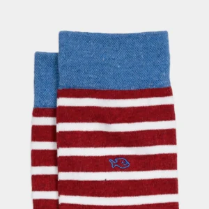 BILLYBELT Chaussettes en coton peigné A rayures larges - Rouge, rayé blanc>Homme Chaussettes Fantaisie