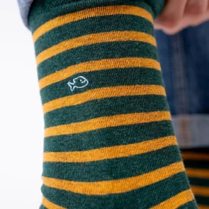 BILLYBELT Chaussettes en coton peigné A rayures larges - Vert, rayé jaune>Homme Chaussettes Fantaisie