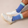 BILLYBELT Chaussettes en coton peigné A rayures larges - Violet chiné, rayé bleu>Homme Chaussettes Fantaisie