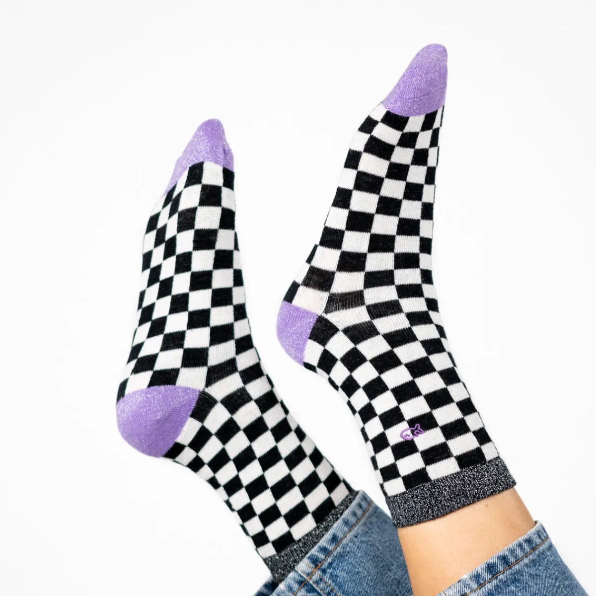 chaussettes_en_coton_peign_carreaux__blanc_et_noir_0.webp BILLYBELT Chaussettes en coton peigné Carreaux ->Femme Chaussettes Fantaisie