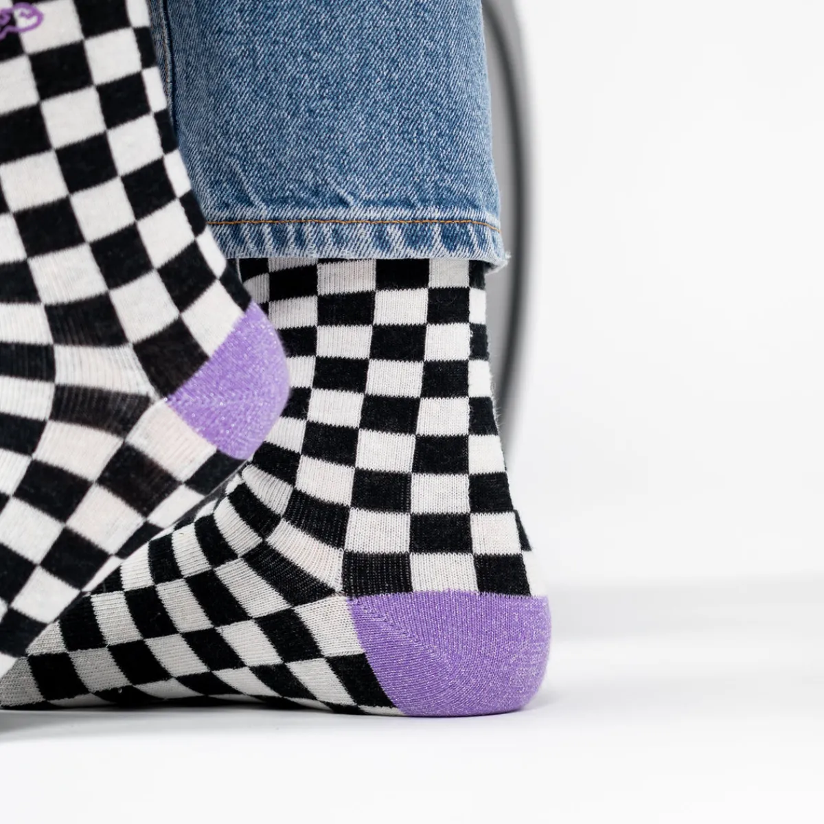 chaussettes_en_coton_peign_carreaux__blanc_et_noir_4.webp BILLYBELT Chaussettes en coton peigné Carreaux ->Femme Chaussettes Fantaisie