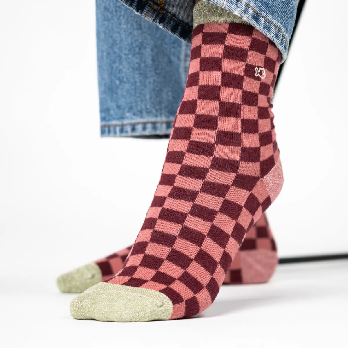 chaussettes_en_coton_peign_carreaux__bordeaux_et_rose_2.webp BILLYBELT Chaussettes en coton peigné Carreaux ->Femme Chaussettes Fantaisie