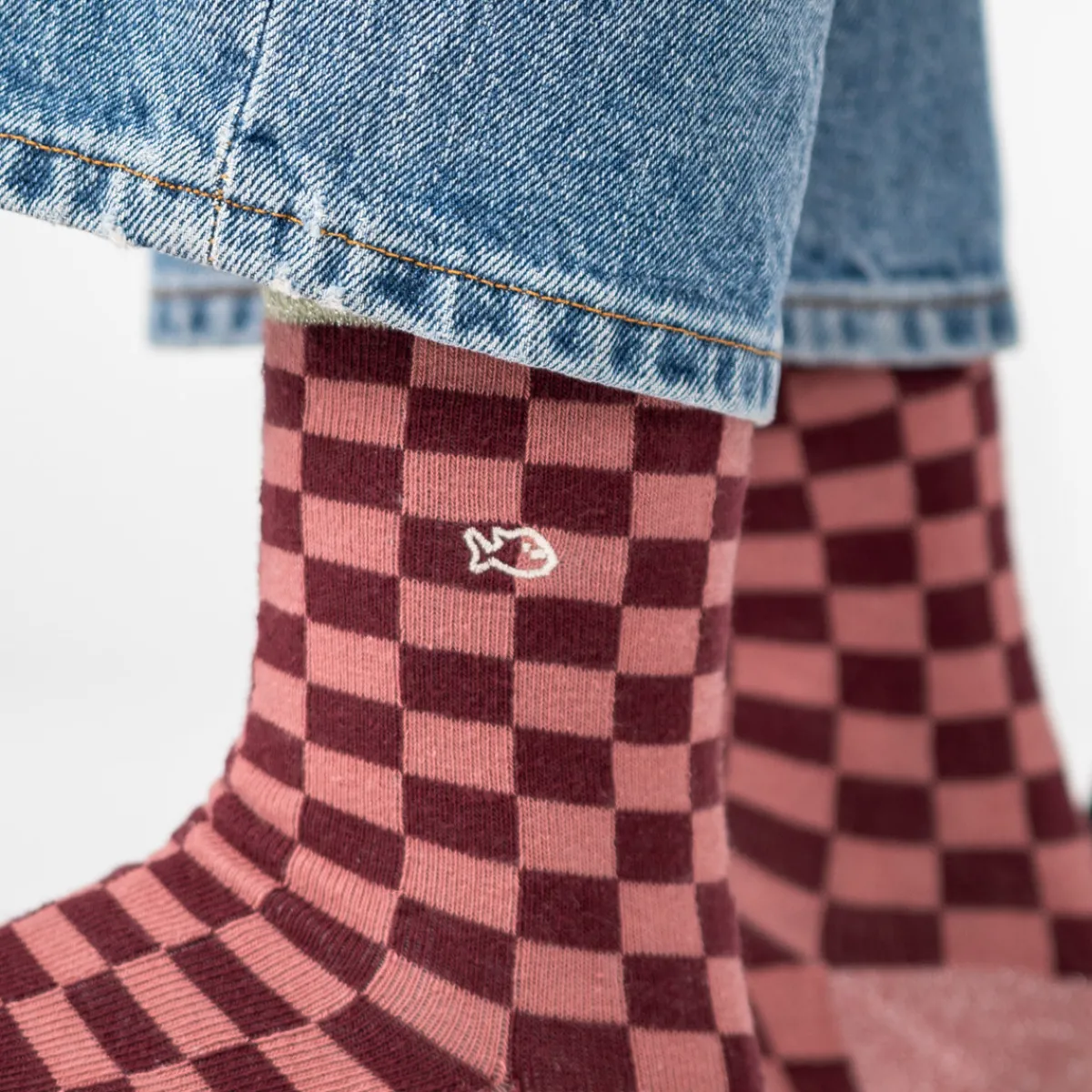 chaussettes_en_coton_peign_carreaux__bordeaux_et_rose_3.webp BILLYBELT Chaussettes en coton peigné Carreaux ->Femme Chaussettes Fantaisie