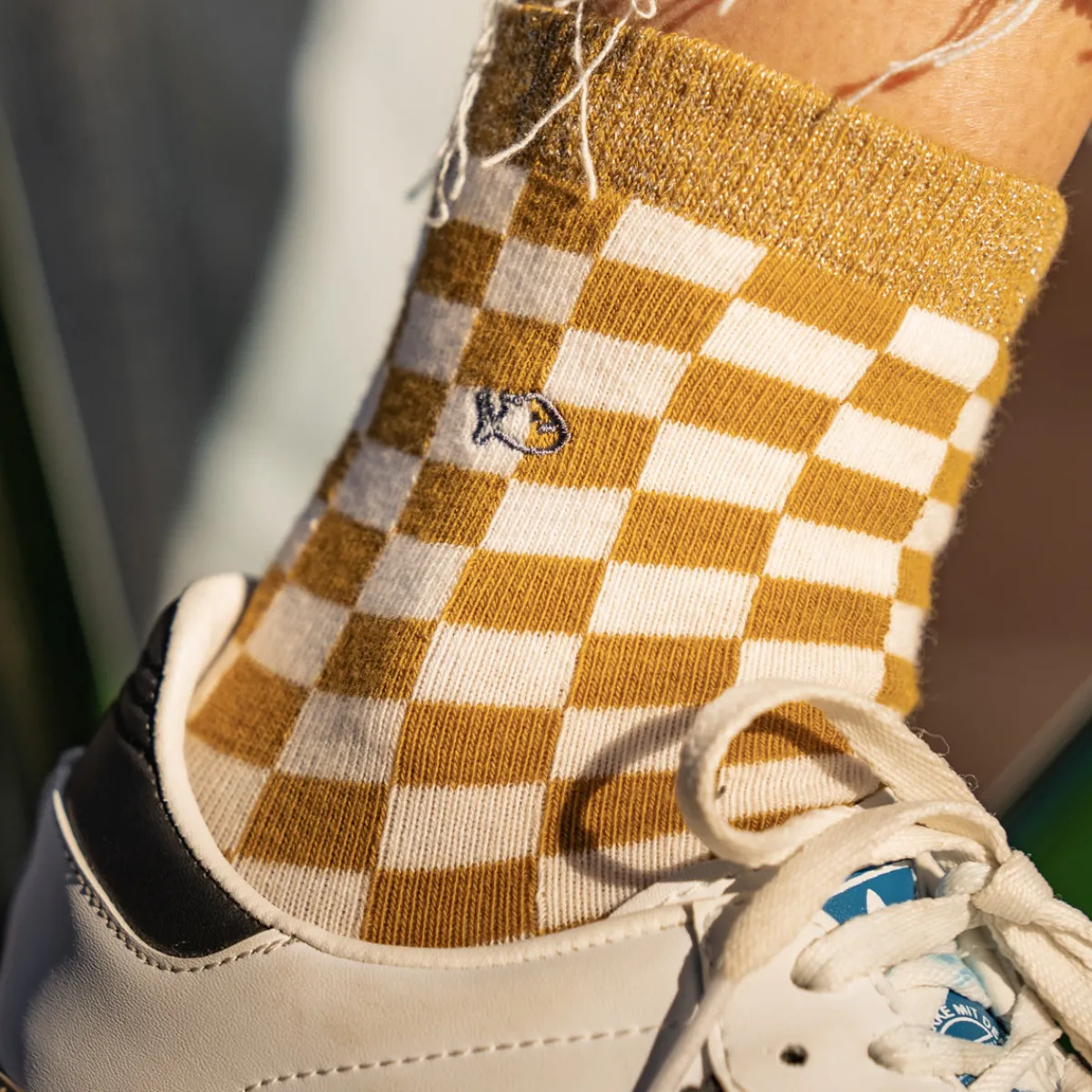chaussettes_en_coton_peign_carreaux__jaune_et_blanc_3.webp BILLYBELT Chaussettes en coton peigné Carreaux ->Femme Chaussettes Fantaisie