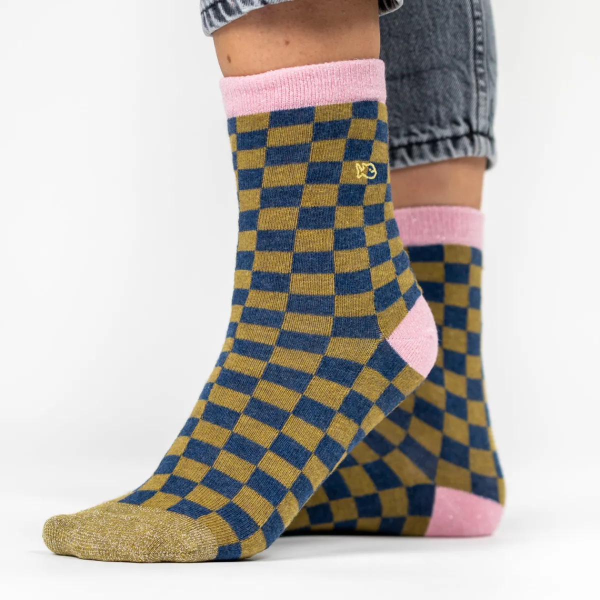 chaussettes_en_coton_peign_carreaux__kaki_et_bleu_0.webp BILLYBELT Chaussettes en coton peigné Carreaux ->Femme Chaussettes Fantaisie