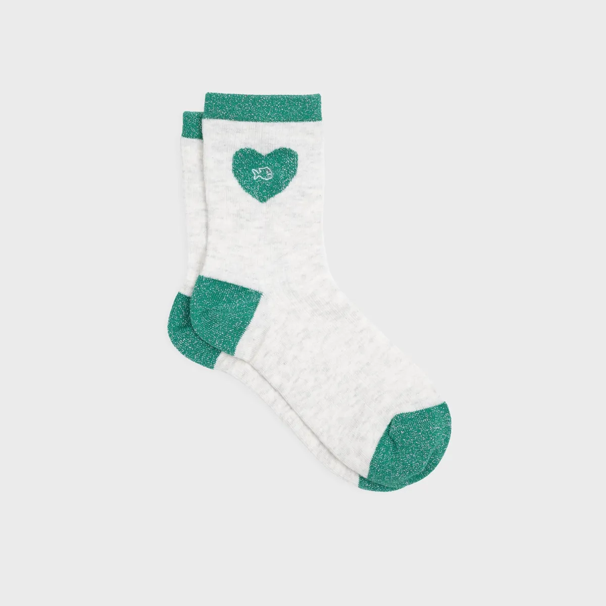 chaussettes_en_coton_peign_coeur__blanc_et_vert_1.webp BILLYBELT Chaussettes en coton peigné Coeur ->Femme Chaussettes Fantaisie