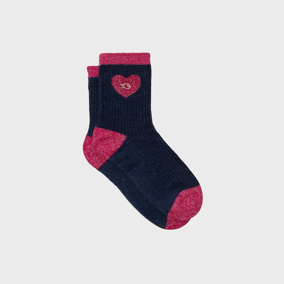 chaussettes_en_coton_peign_coeur__marine_et_rose_1.webp BILLYBELT Chaussettes en coton peigné Coeur ->Femme Chaussettes Fantaisie