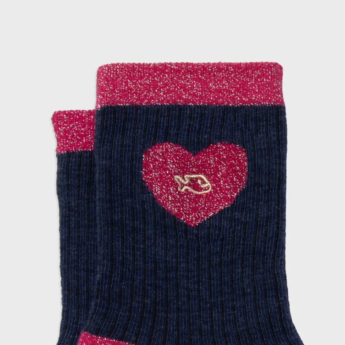 chaussettes_en_coton_peign_coeur__marine_et_rose_5.webp BILLYBELT Chaussettes en coton peigné Coeur ->Femme Chaussettes Fantaisie