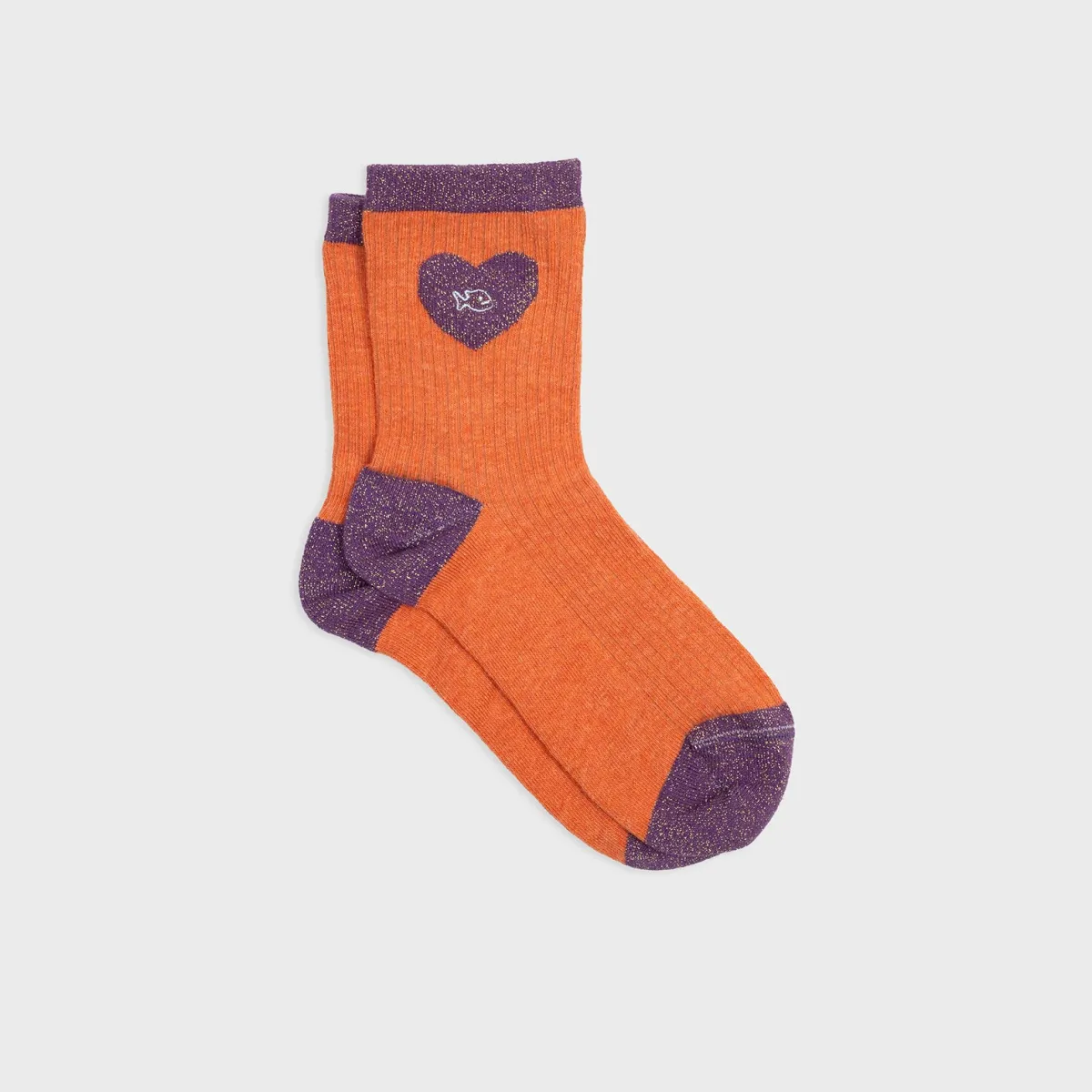 chaussettes_en_coton_peign_coeur__orange_et_violet_1.webp BILLYBELT Chaussettes en coton peigné Coeur ->Femme Chaussettes Fantaisie