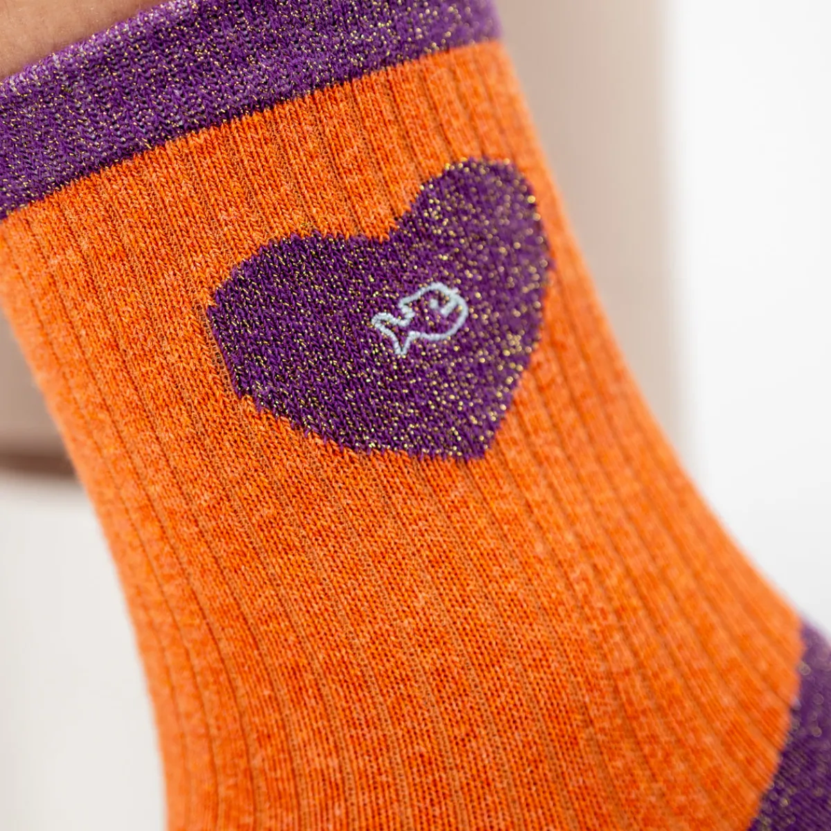 chaussettes_en_coton_peign_coeur__orange_et_violet_2.webp BILLYBELT Chaussettes en coton peigné Coeur ->Femme Chaussettes Fantaisie