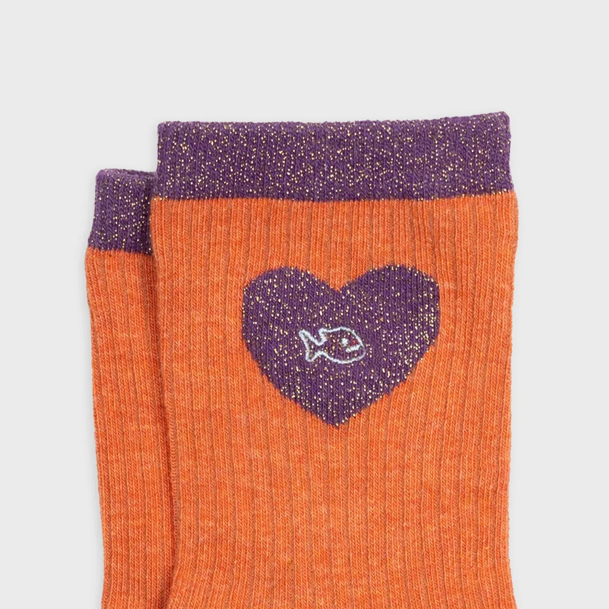 chaussettes_en_coton_peign_coeur__orange_et_violet_3.webp BILLYBELT Chaussettes en coton peigné Coeur ->Femme Chaussettes Fantaisie