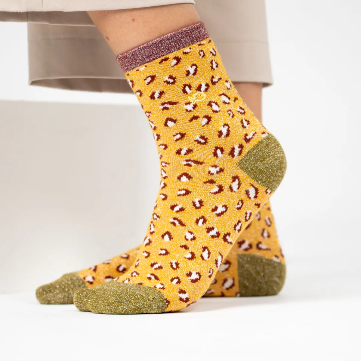 chaussettes_en_coton_peign_lopard__jaune_0.webp BILLYBELT Chaussettes en coton peigné Léopard ->Femme Chaussettes Fantaisie
