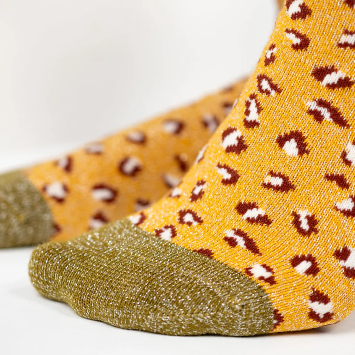 chaussettes_en_coton_peign_lopard__jaune_3.webp BILLYBELT Chaussettes en coton peigné Léopard ->Femme Chaussettes Fantaisie
