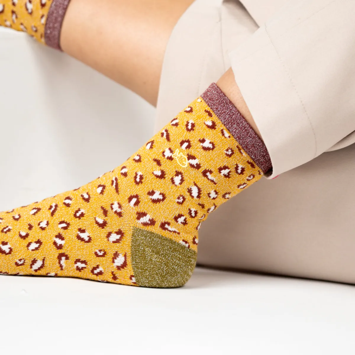 chaussettes_en_coton_peign_lopard__jaune_4.webp BILLYBELT Chaussettes en coton peigné Léopard ->Femme Chaussettes Fantaisie