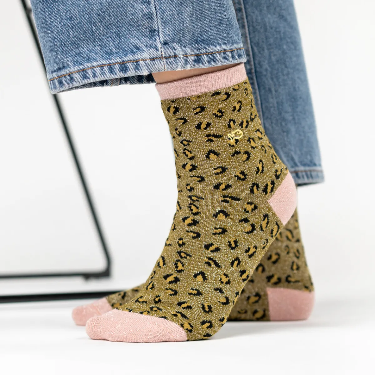 chaussettes_en_coton_peign_lopard__vert_olive_0.webp BILLYBELT Chaussettes en coton peigné Léopard ->Femme Chaussettes Fantaisie