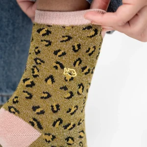 BILLYBELT Chaussettes en coton peigné Léopard ->Femme Chaussettes Fantaisie