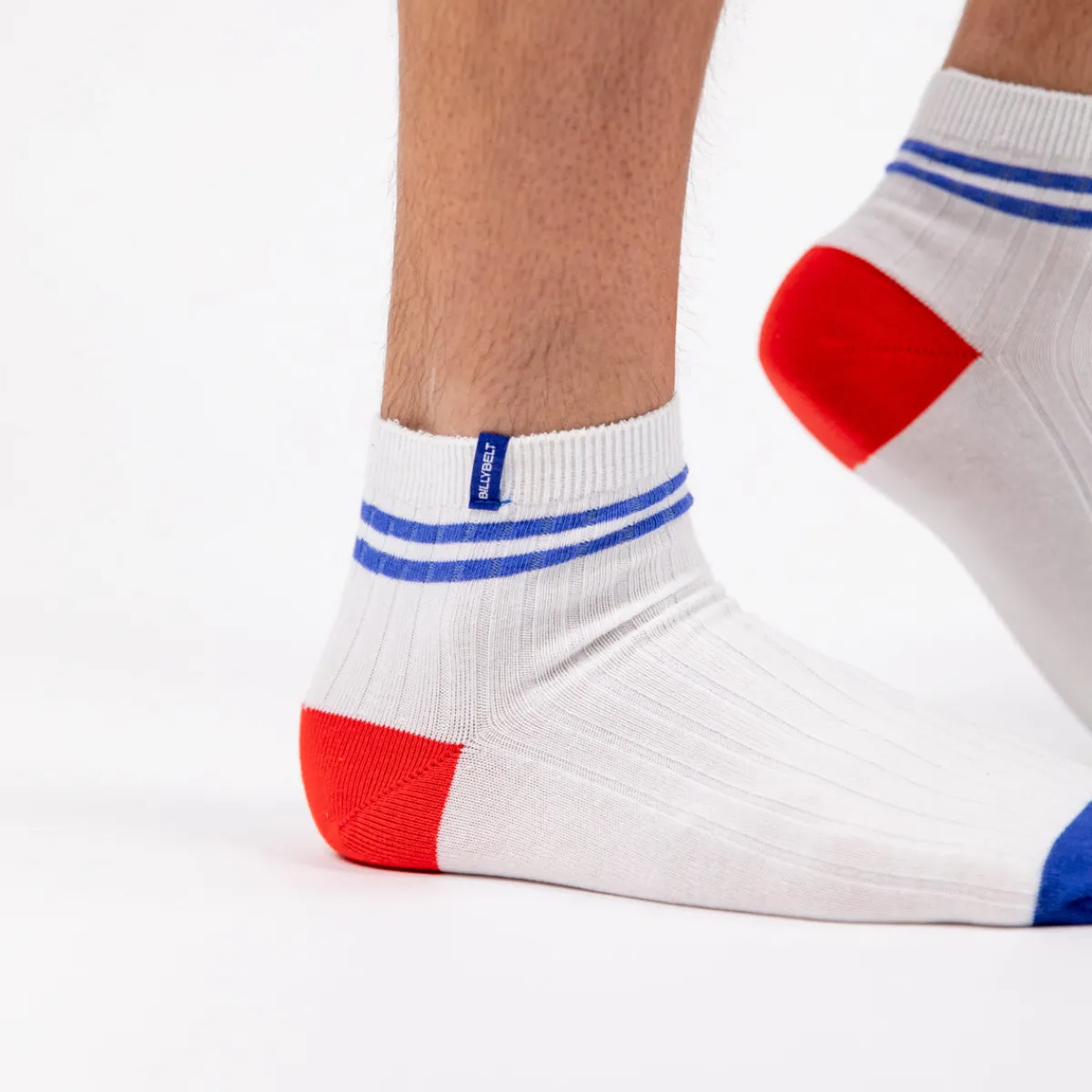 chaussettes_en_coton_peign_mihautes__blanc_ray_bleu_2.webp BILLYBELT Chaussettes en coton peigné Mi-hautes ->Homme Chaussettes Basses