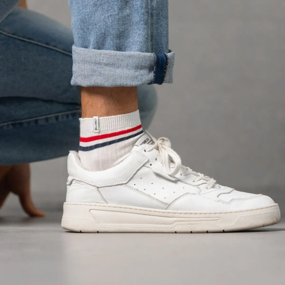 chaussettes_en_coton_peign_mihautes__blanc_ray_rouge_et_bleu_3.webp BILLYBELT Chaussettes en coton peigné Mi-hautes ->Homme Chaussettes Basses
