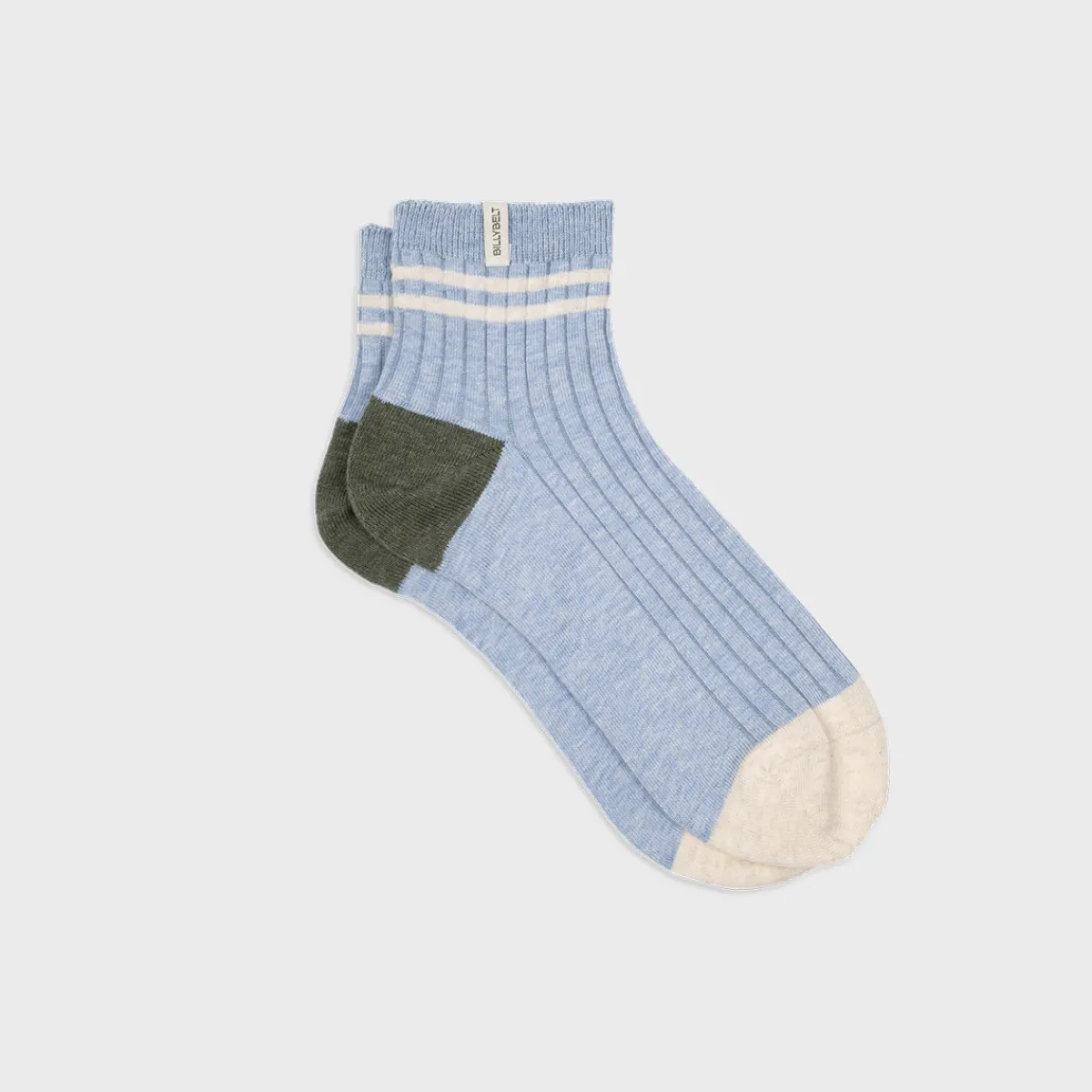 chaussettes_en_coton_peign_mihautes__bleu_clair_ray_beige_1.webp BILLYBELT Chaussettes en coton peigné Mi-hautes ->Homme Chaussettes Basses