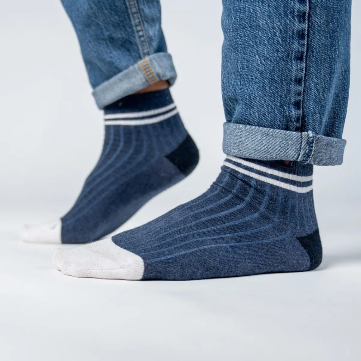 chaussettes_en_coton_peign_mihautes__marine_ray_blanc_0.webp BILLYBELT Chaussettes en coton peigné Mi-hautes ->Homme Chaussettes Basses
